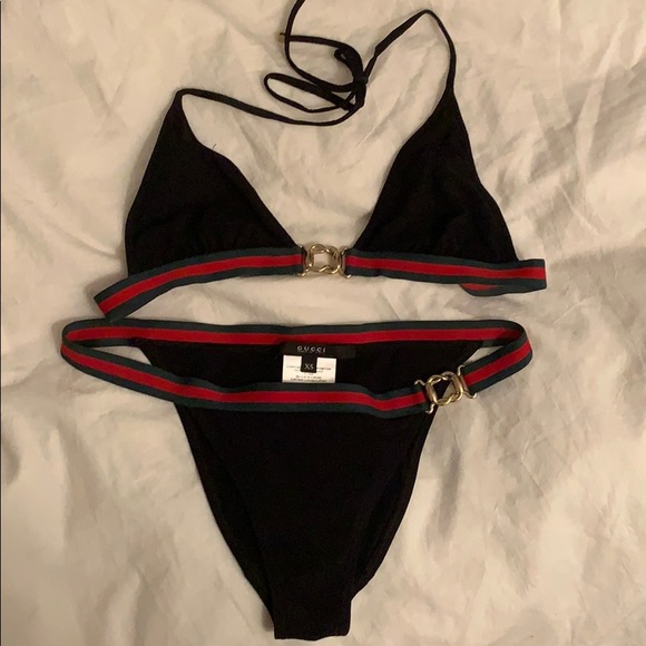 Gucci Other - GUCCI authentic triangle black bikini set size XS